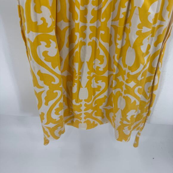 Vintage Dressbarn Yellow Milkmaid Print Sundress Tie Waist Cotton Summer Size 16 - Picture 5 of 9